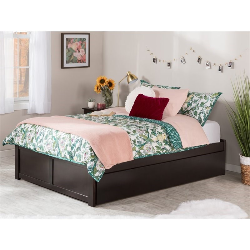 Atlantic Furniture Concord Full Platform Panel Bed with Trundle in Espresso