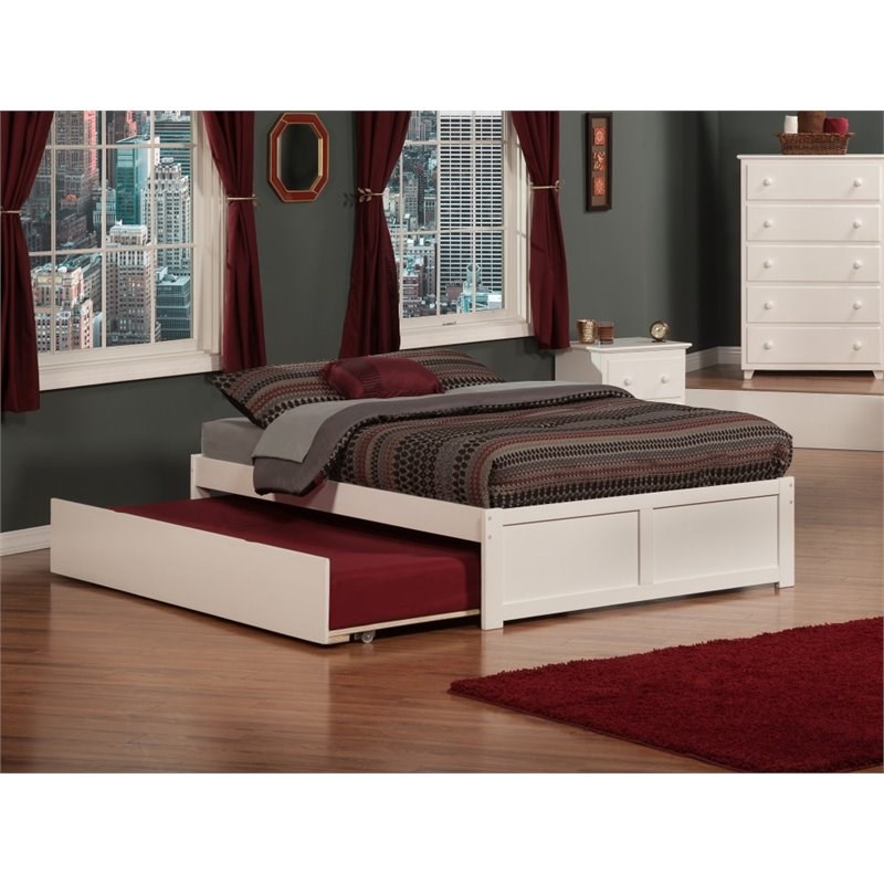 Atlantic Furniture Concord Full Platform Panel Bed with Trundle in White