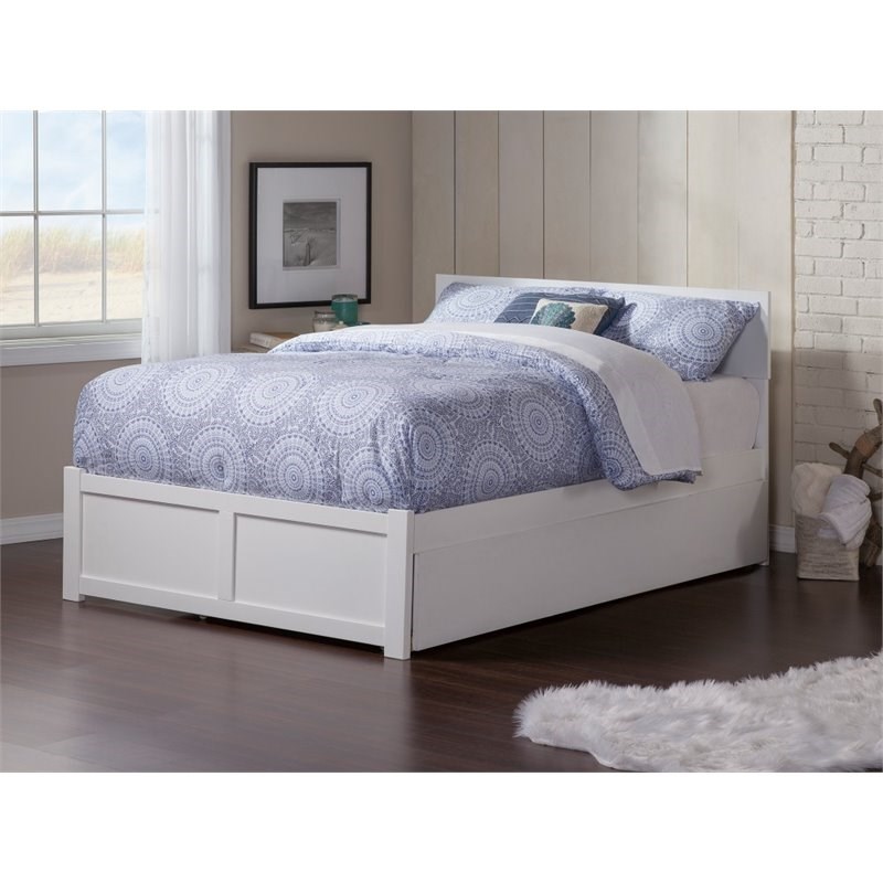 Atlantic Furniture Orlando Full Platform Panel Bed with Trundle in White