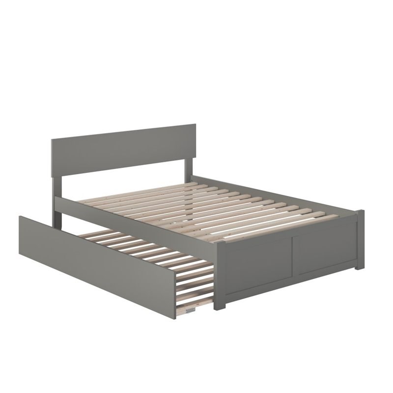 Atlantic Furniture Orlando Full Platform Panel Bed with Trundle in Gray