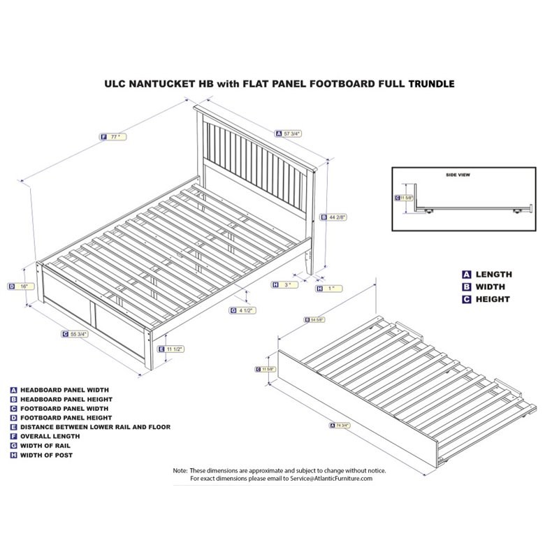 Atlantic Furniture Nantucket Full Platform Panel Bed with Trundle in Espresso