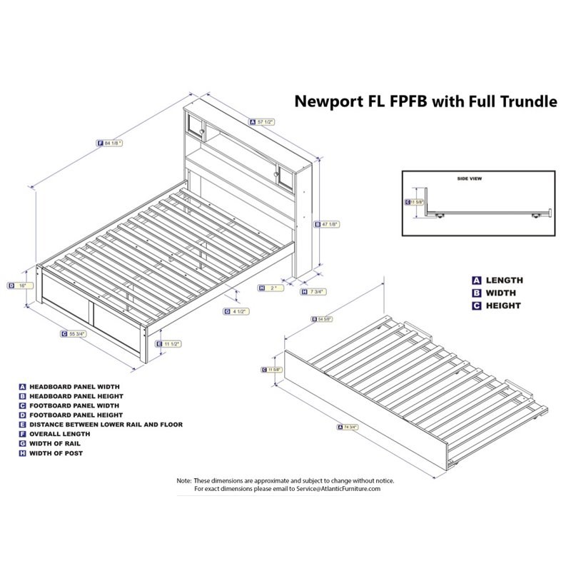 Atlantic Furniture Newport Full Platform Panel Bed with Trundle in Espresso