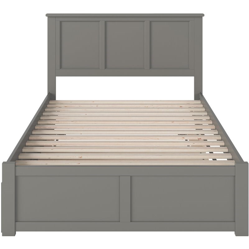 Atlantic Furniture Madison Full Platform Panel Bed with Trundle in Gray