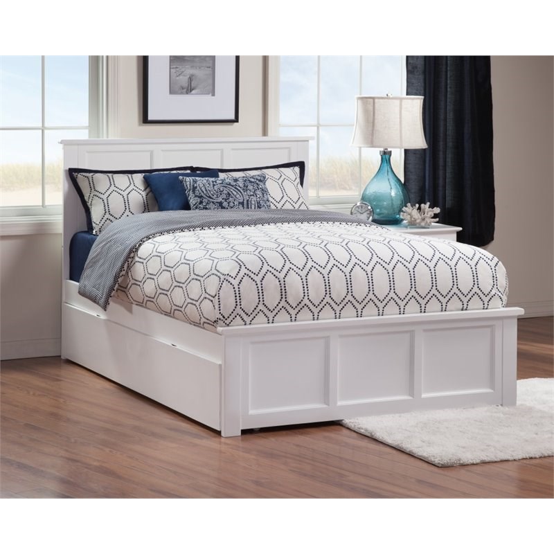 Atlantic Furniture Madison Full Platform Bed with Trundle in White