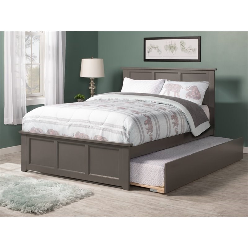Atlantic Furniture Madison Full Platform Bed with Trundle in Gray