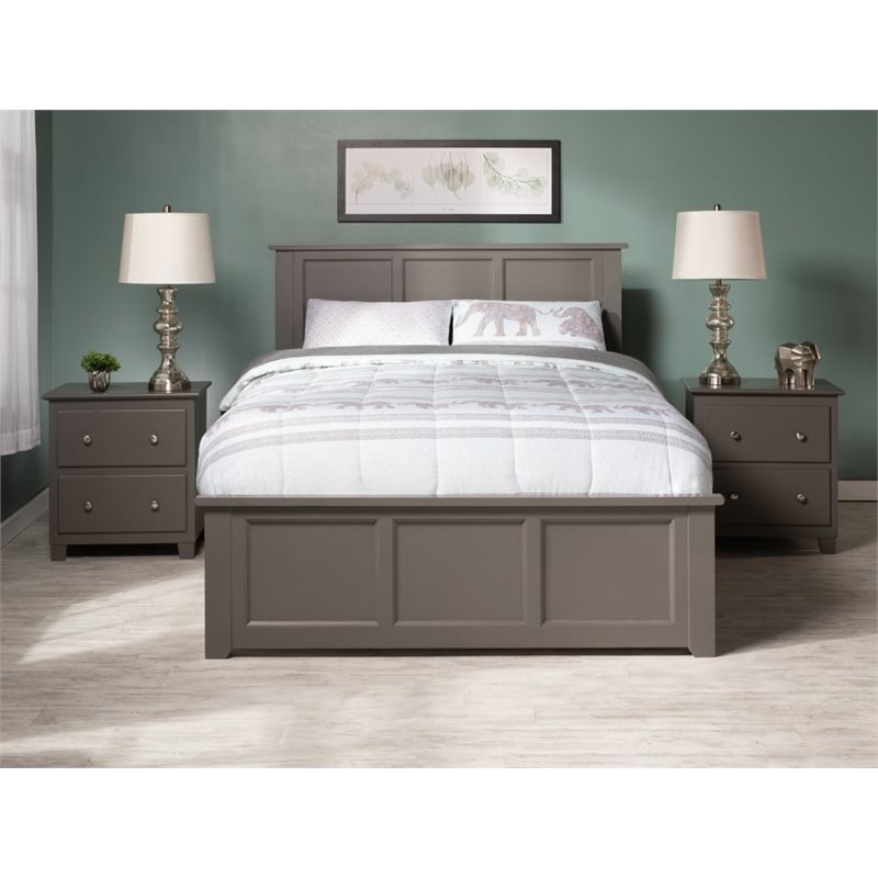 Atlantic Furniture Madison Full Platform Bed with Trundle in Gray