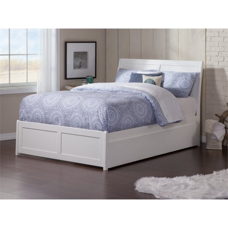Atlantic Furniture Portland Full Platform Bed with Trundle in White
