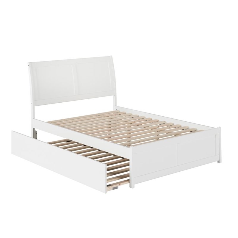 Atlantic Furniture Portland Full Platform Bed with Trundle in White
