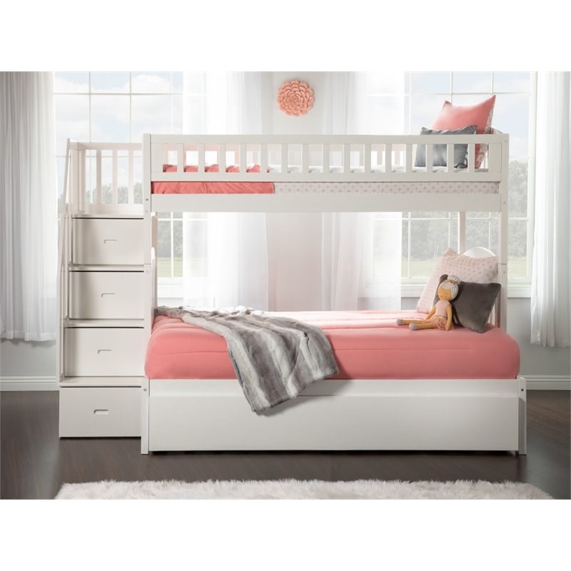 Atlantic Furniture Westbrook Twin over Full Bunk Bed with Trundle in White