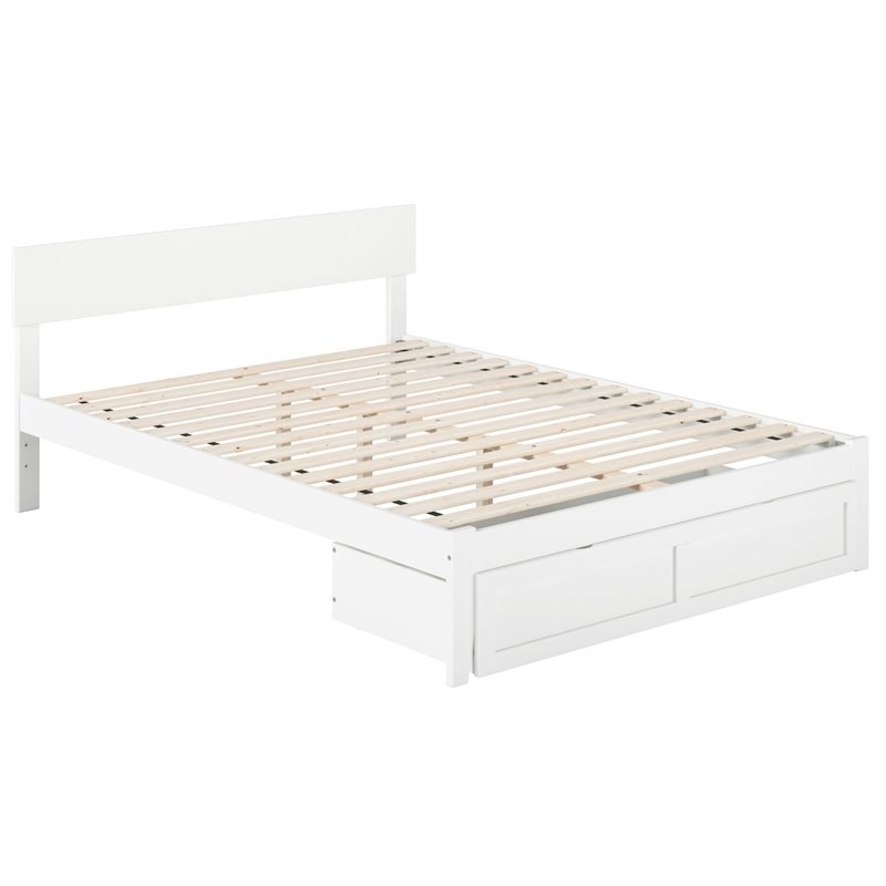 Atlantic Furniture Boston Solid Wood Queen Bed With Foot Drawer In White Ag8112442 Atlantic Furniture Boston Solid Wood, Atlantic Bed And Furniture