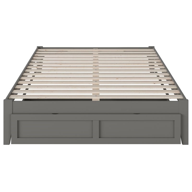 Atlantic Furniture Colorado Solid Wood Queen Bed with Foot Drawer in Gray