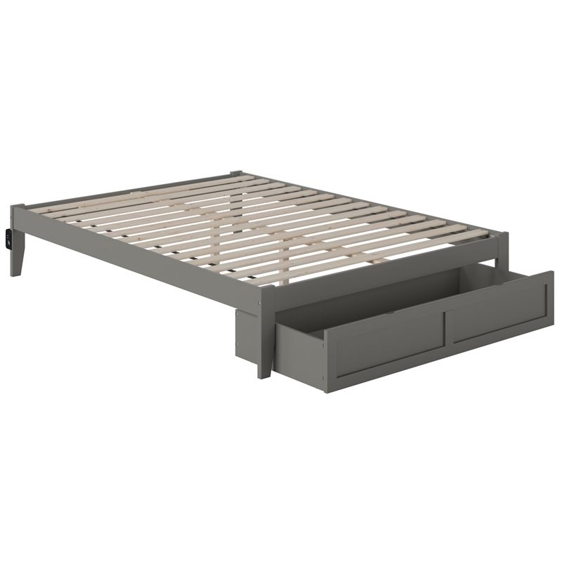 Atlantic Furniture Colorado Solid Wood Queen Bed with Foot Drawer in Gray