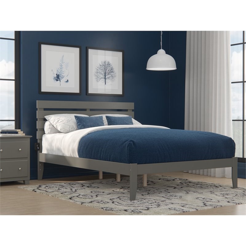 Atlantic Furniture Oxford Solid Wood Queen Bed in Gray