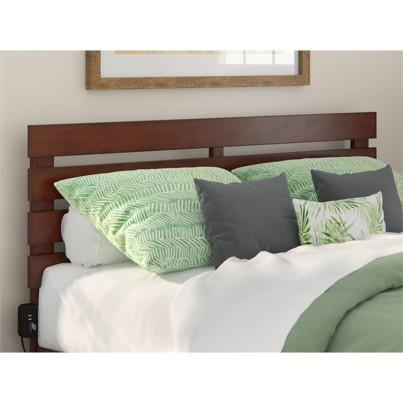 atlantic furniture oxford solid wood queen headboard in walnut ag8300144