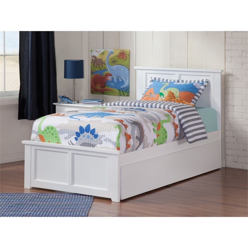 Atlantic Furniture Madison Twin XL Platform Bed with Trundle in White