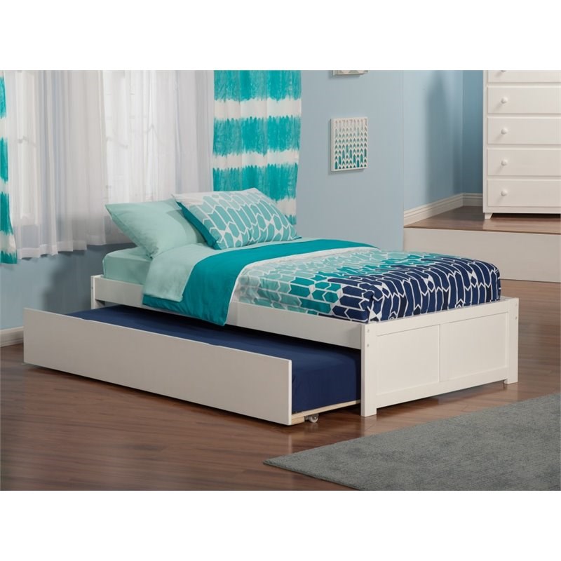 Atlantic Furniture Concord Twin XL Platform Panel Bed with Trundle in White