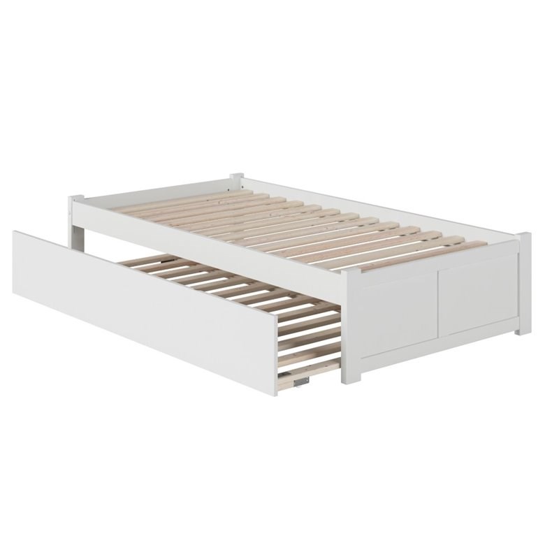 Atlantic Furniture Concord Twin XL Platform Panel Bed with Trundle in White