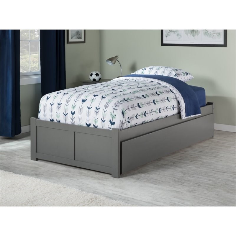 Atlantic Furniture Concord Twin XL Platform Panel Bed with Trundle in Gray