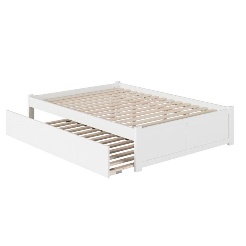 AFI Concord Queen Platform Panel Bed with Trundle in White | Homesquare