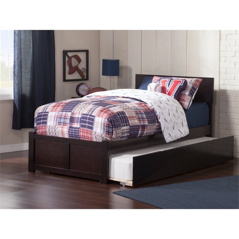 Atlantic Furniture Orlando Twin XL Platform Panel Bed with Trundle in Espresso