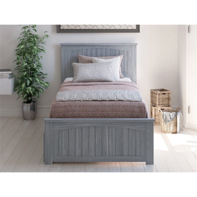 Atlantic Furniture Nantucket Twin Platform Bed with Drawers in Driftwood
