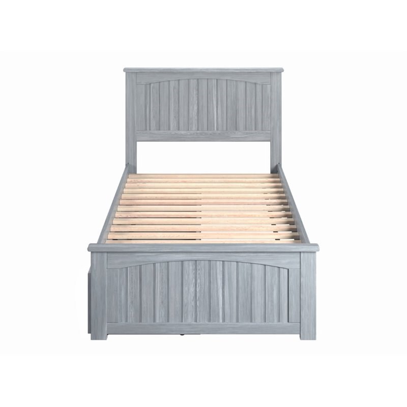 Atlantic Furniture Nantucket Twin Platform Bed with Drawers in Driftwood
