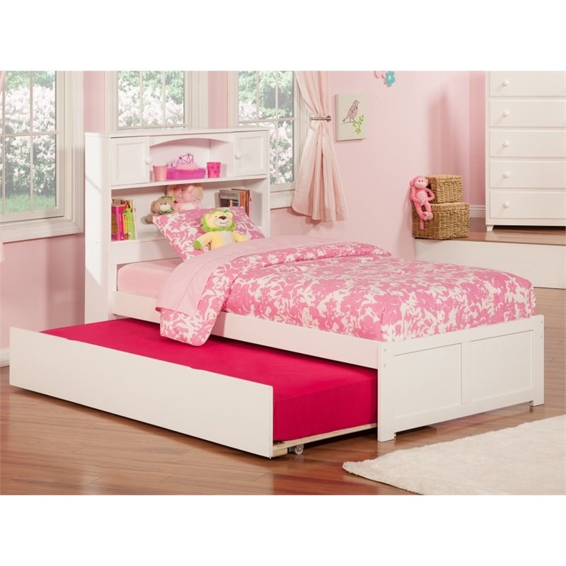 Atlantic Furniture Newport Twin XL Platform Storage Bed with Trundle in White