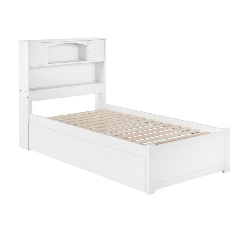 Atlantic Furniture Newport Twin XL Platform Storage Bed with Trundle in White
