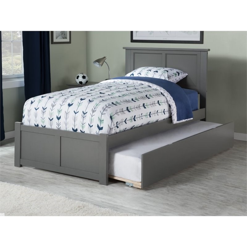 Atlantic Furniture Madison Twin XL Platform Panel Bed with Trundle in Gray
