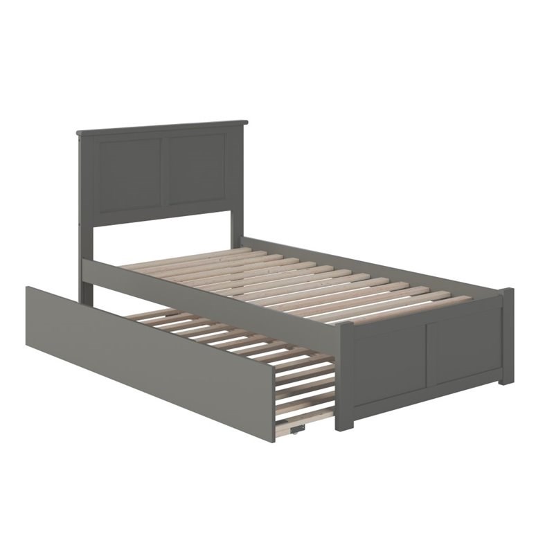 Atlantic Furniture Madison Twin XL Platform Panel Bed with Trundle in Gray