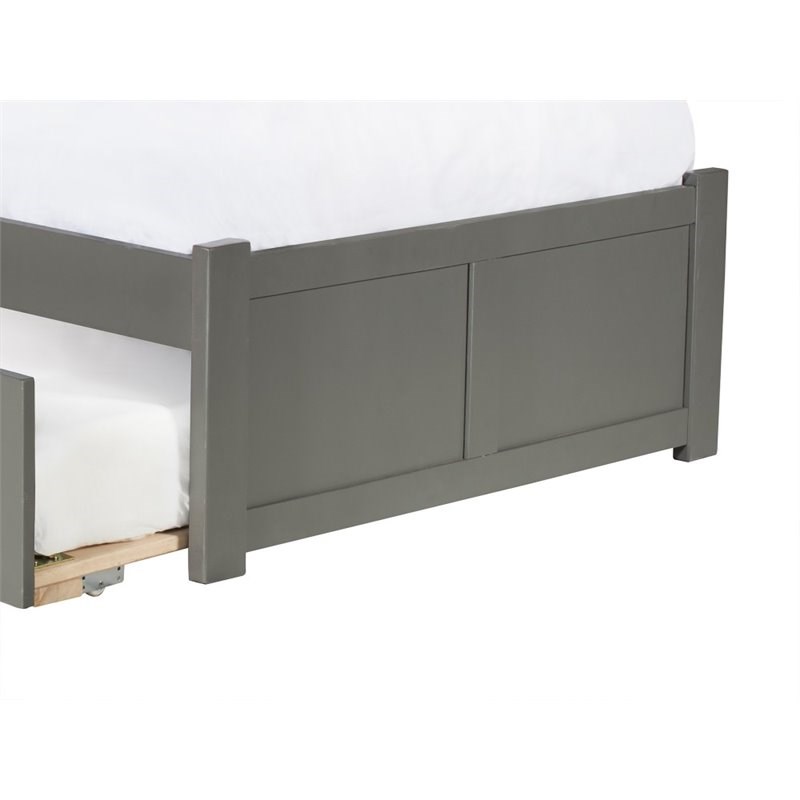 Atlantic Furniture Mission Twin XL Platform Bed with Trundle in Gray