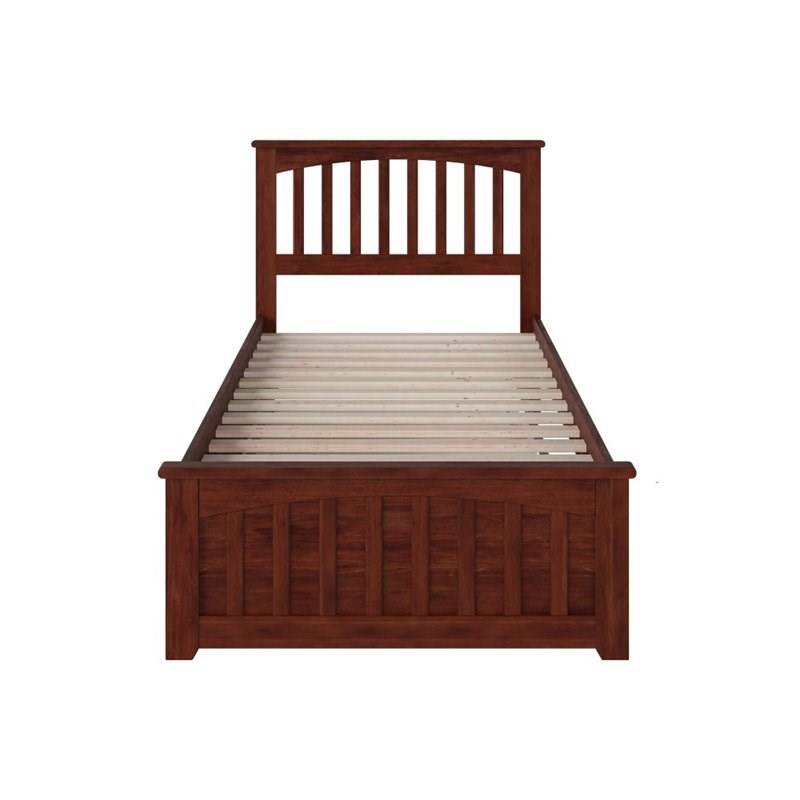 Atlantic Furniture Mission Twin XL Platform Bed with Trundle in Walnut