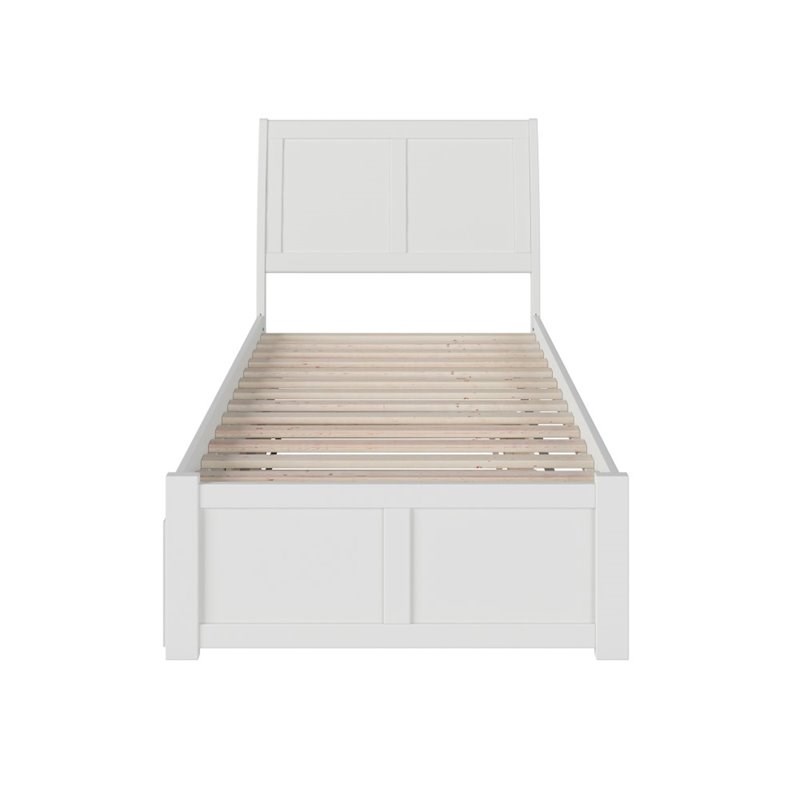 Atlantic Furniture Portland Twin XL Platform Panel Bed with Trundle in White