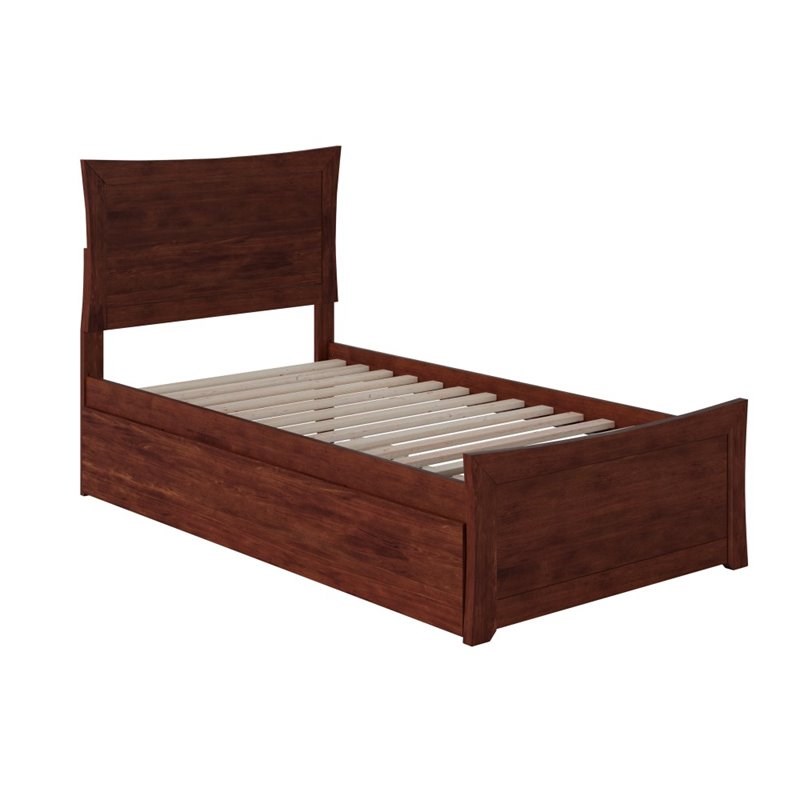 Atlantic Furniture Metro Twin XL Platform Bed with Trundle in Walnut