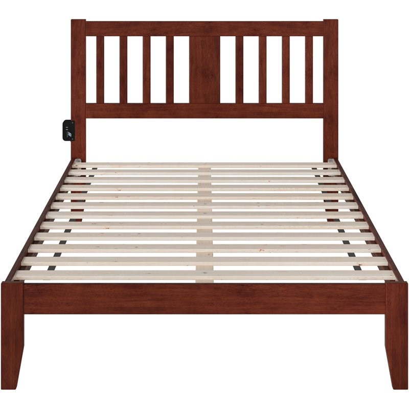 Atlantic Furniture Tahoe Full Spindle Bed with USB Turbo Charger in Walnut 