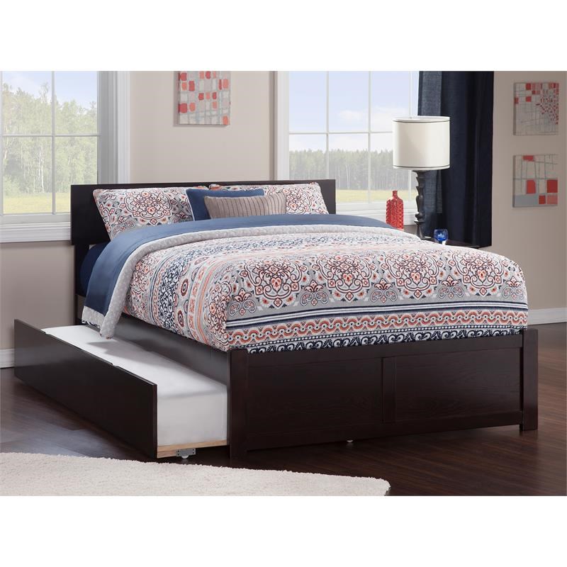AFI Orlando Wood Queen Bed with Footboard/Trundle in Espresso