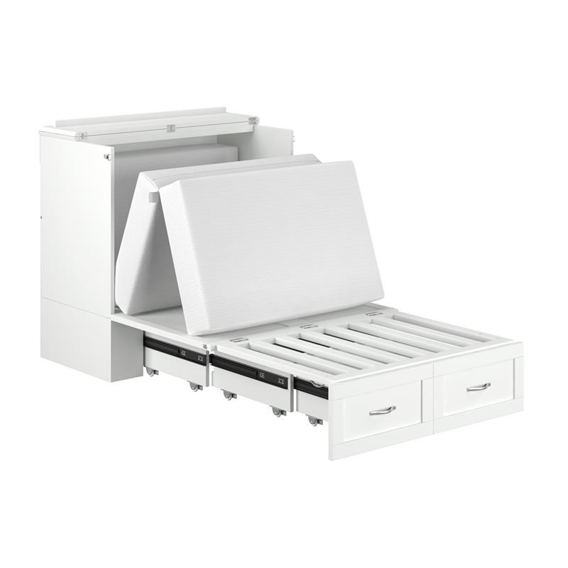 AFI Hamilton Wood Twin Extra Long Murphy Bed Chest in White Homesquare