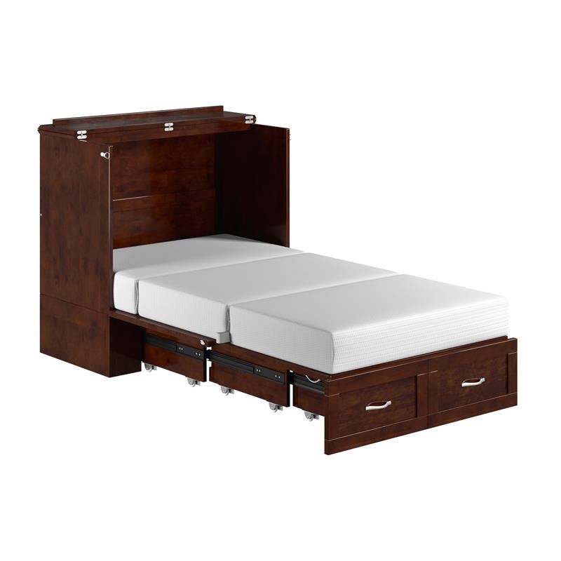 AFI Hamilton Wood Twin Extra Long Murphy Bed Chest in Walnut | Homesquare