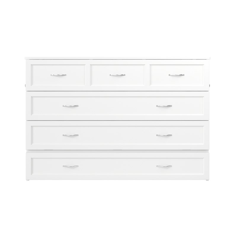 Northfield Queen White Solid Wood Murphy Bed Chest with Mattress