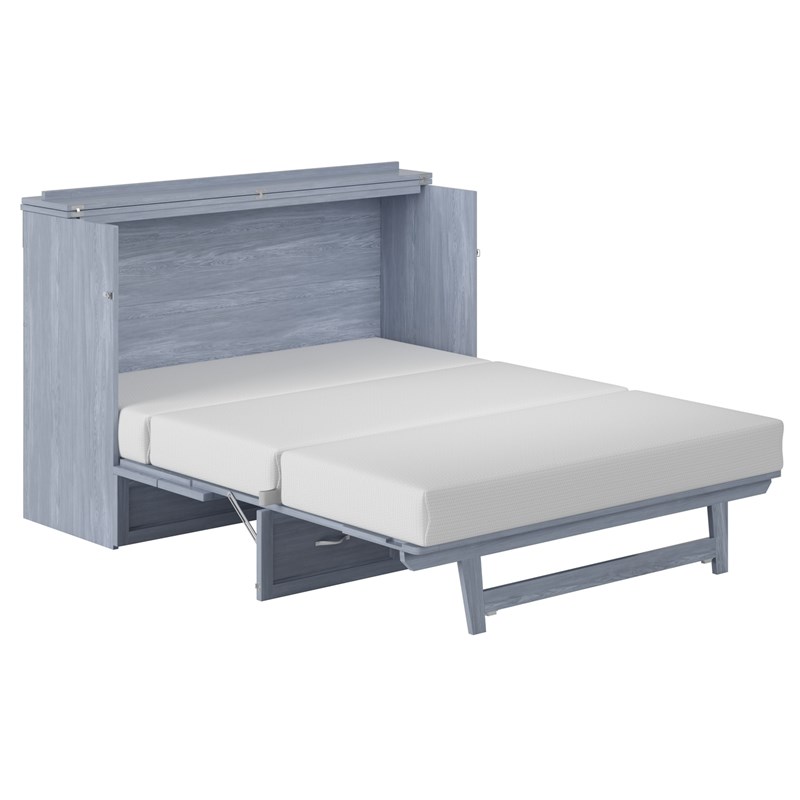 Northfield Driftwood Grey Solid Wood Queen Murphy Bed Chest with Mattress
