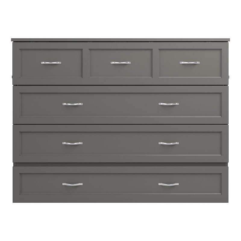 AFI Deerfield Grey Full Murphy Bed Chest with Built in Device Charger