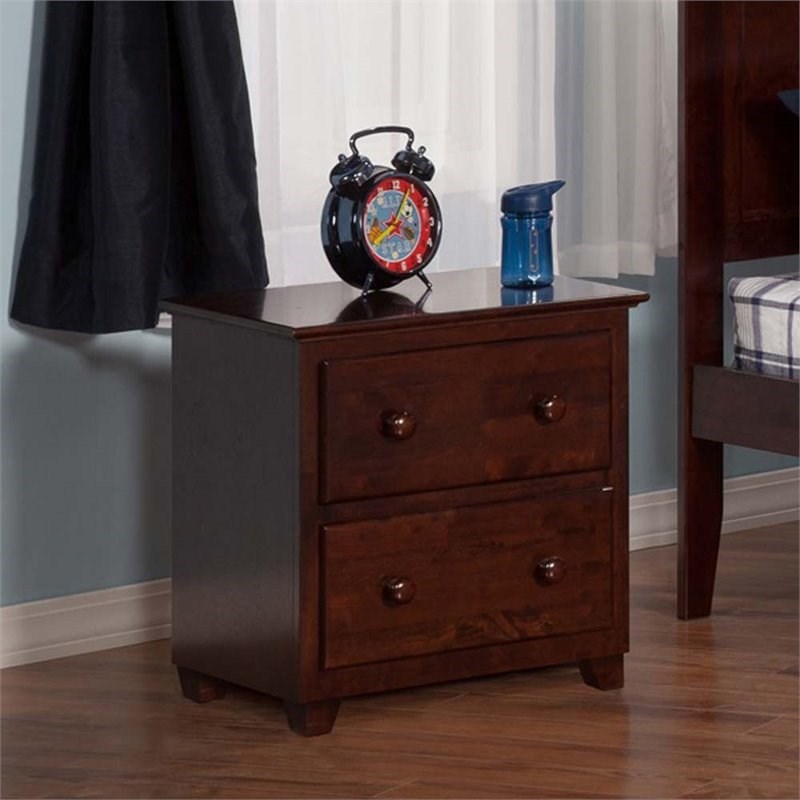 Atlantic Furniture Atlantic 2 Drawer Nightstand in Walnut Homesquare