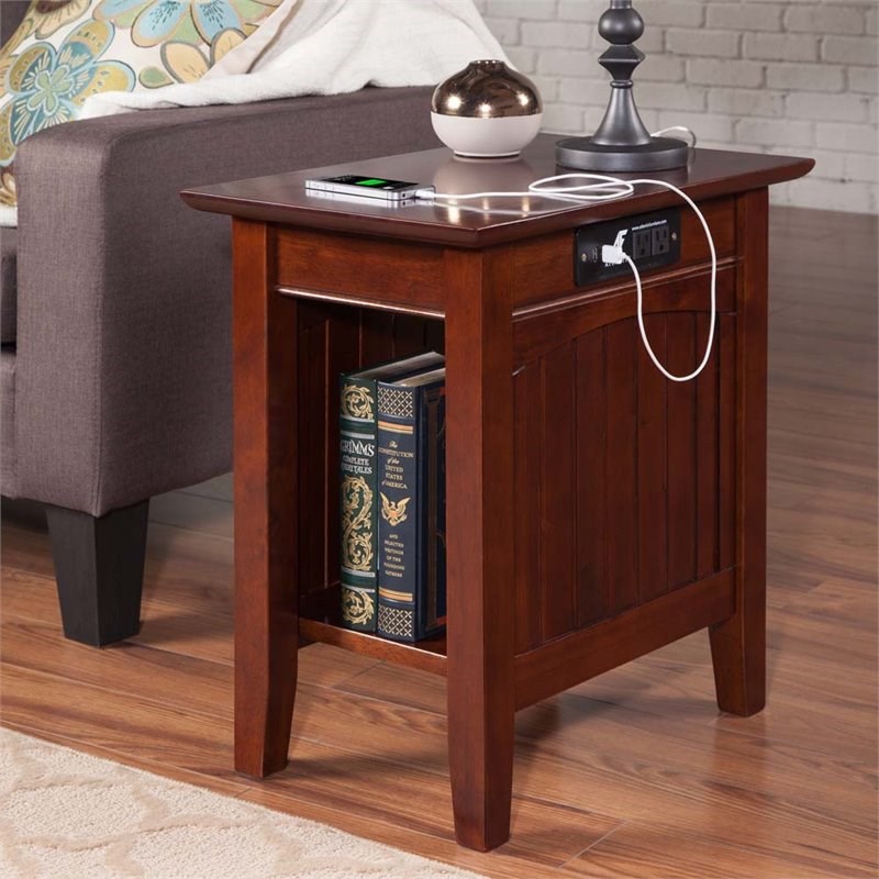 Atlantic Furniture Nantucket Charger Chair Side Table in Walnut