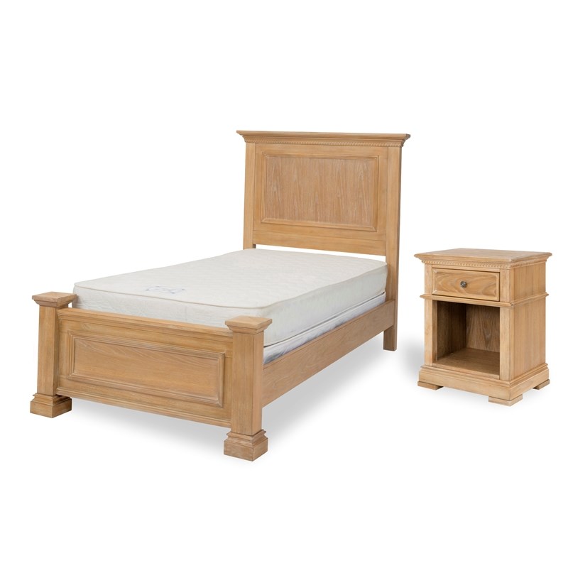 Manor House Brown Wood Twin Bed And, Twin Bed With Nightstand