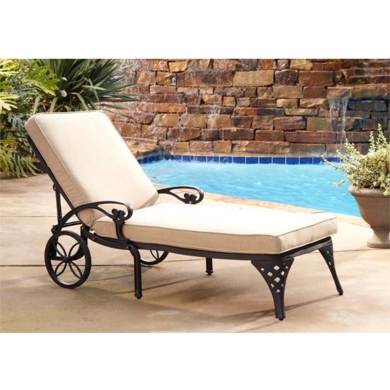 Homestyles Sanibel Aluminum Outdoor Chaise Lounge in Black