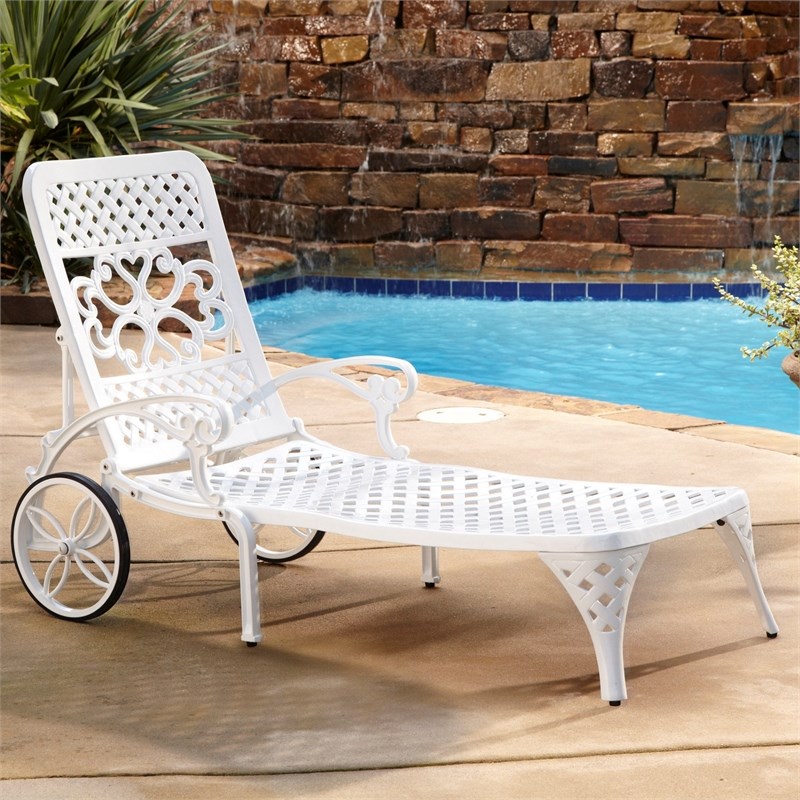 Sanibel White Aluminum Outdoor Chaise Lounge with Cushion | Homesquare