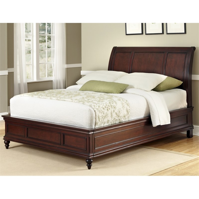 Homestyles Lafayette King Wooden Sleigh Bed in Rich Cherry Homesquare