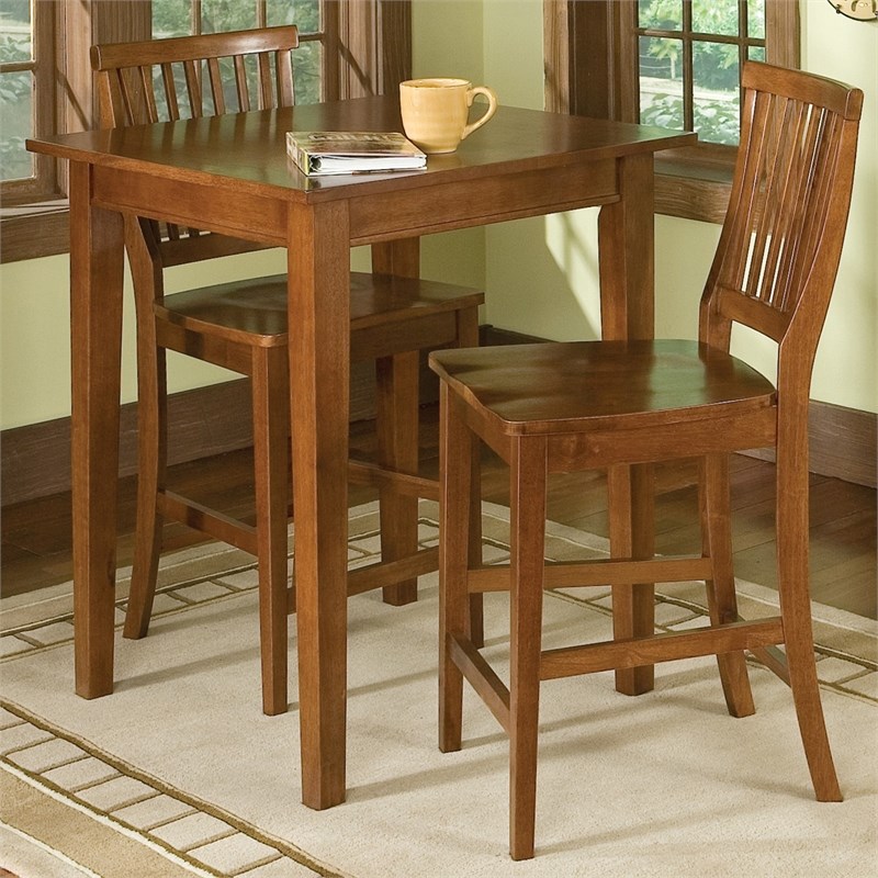 Homestyles Arts & Crafts Wood 3 Piece High Dining Set in Brown