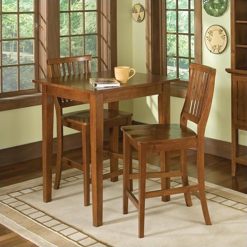 Homestyles Arts & Crafts Wood 3 Piece High Dining Set in Brown
