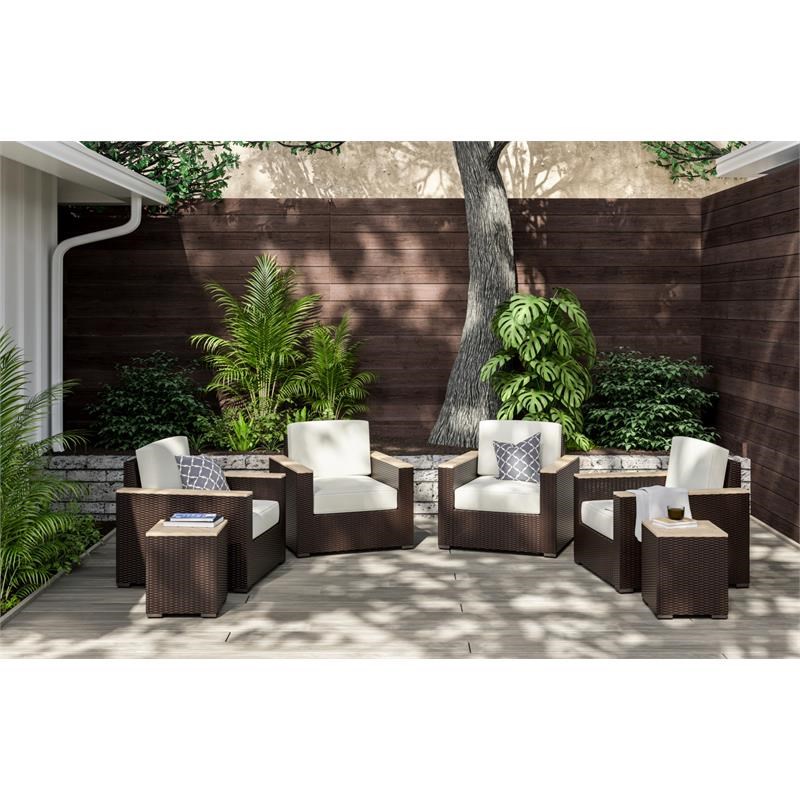 palm springs brown rattan 6-piece outdoor set - 6800-114-td